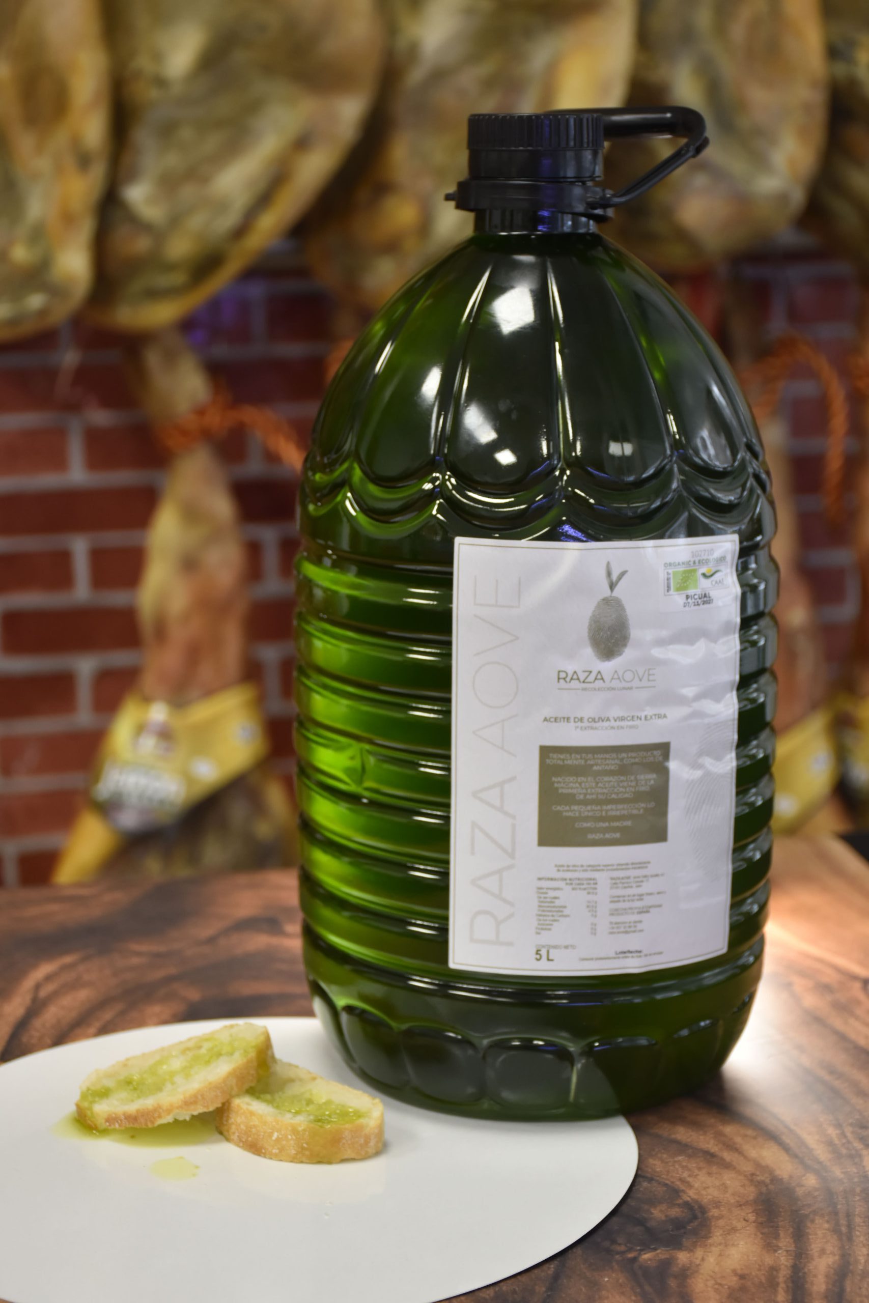 Garrafa de aceite de oliva virgen extra ecológico RAZA AOVE Picual de 5 litros de Sierra Mágina