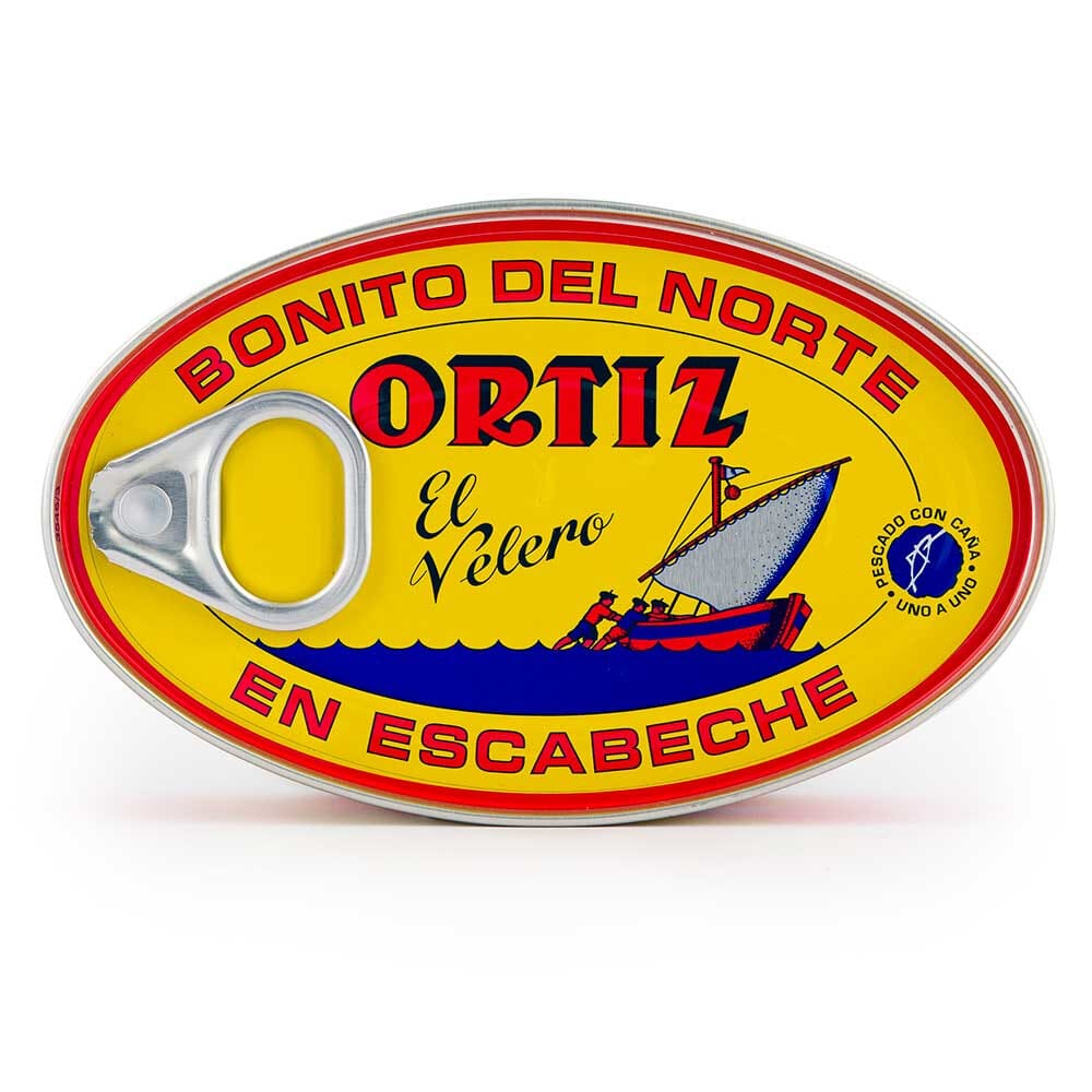 Lata ovalada de bonito del norte en escabeche Ortiz El Velero de 112 g