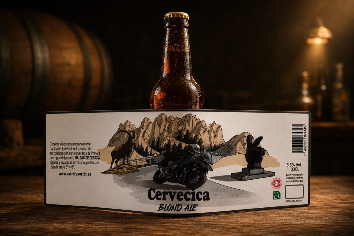 Botella de cerveza Cervecica Blond Ale de 33 cl con su etiqueta
