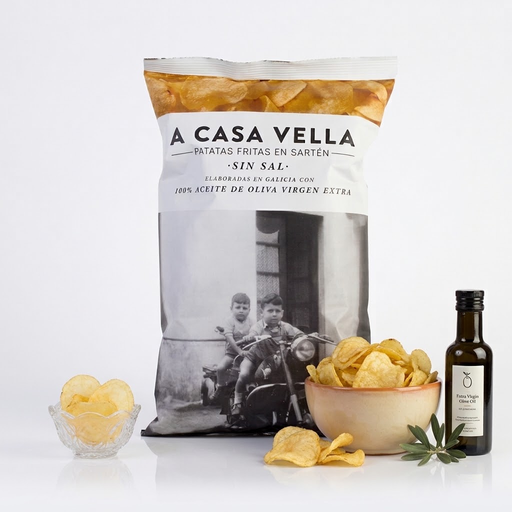 Bolsa de patatas fritas en sartén A Casa Vella sin sal, de 150 g