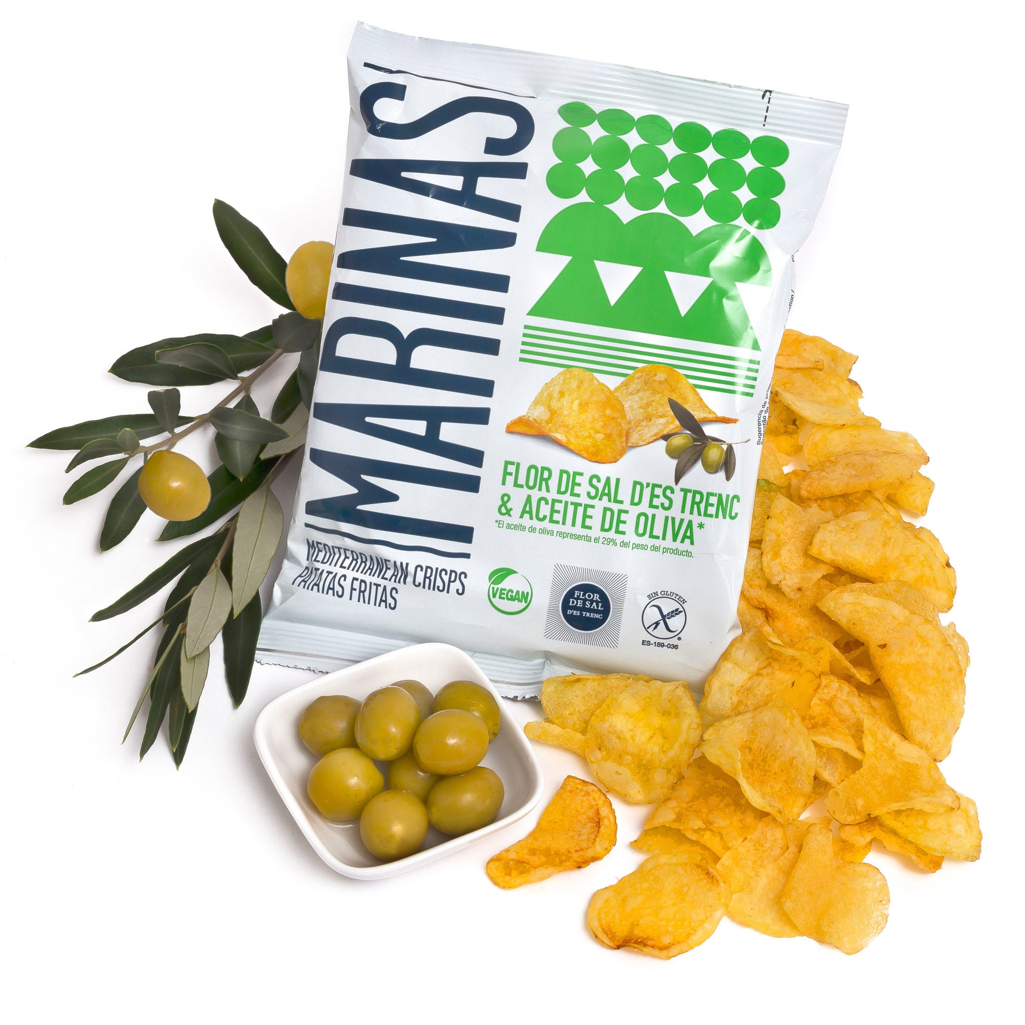 Bolsa de patatas fritas Marinas con flor de sal d'es Trenc y aceite de oliva de 47 g