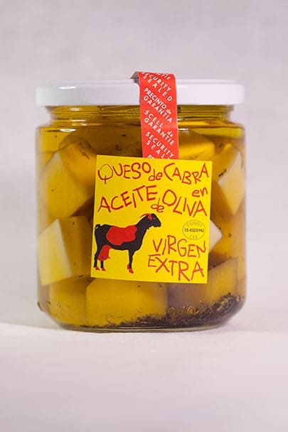 Tarro de tacos de queso de cabra en aceite de oliva virgen extra Ecostean de 480 g