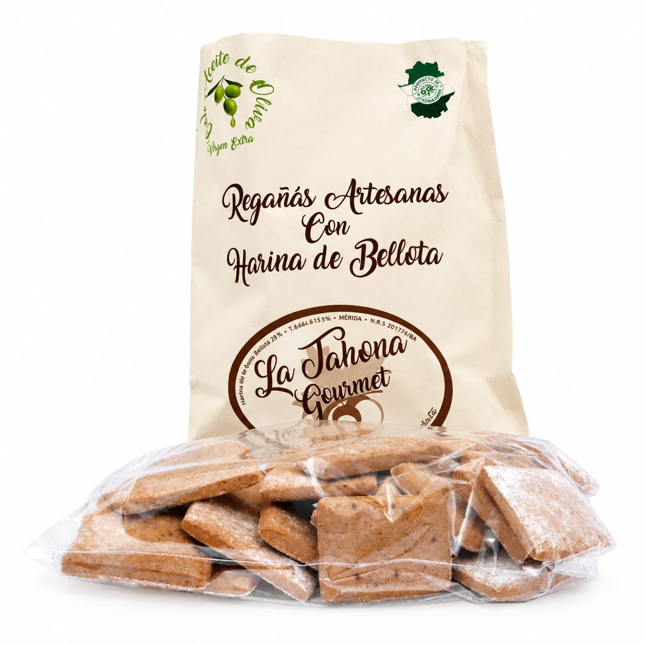 Bolsa de regañás artesanas con harina de bellota La Tahona Gourmet de 180 g